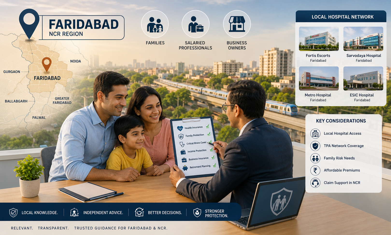 Professional insurance advisory for families and businesses in Faridabad NCR